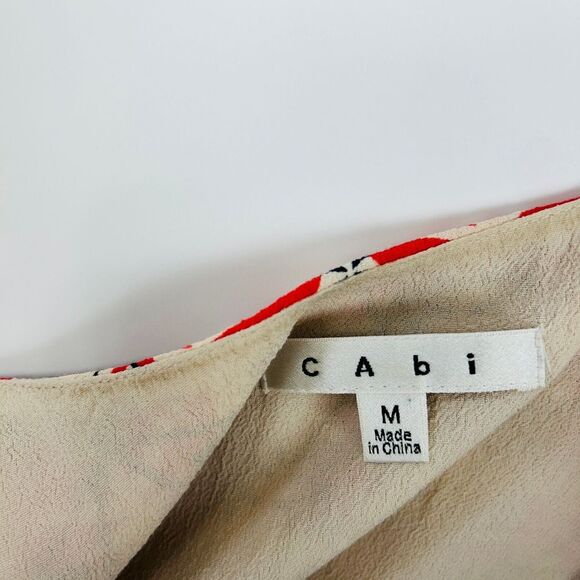 CAbi Mini Slip Dress Size Medium Batik Print V-Neck Summer Tank Shift Red - Picture 13 of 13